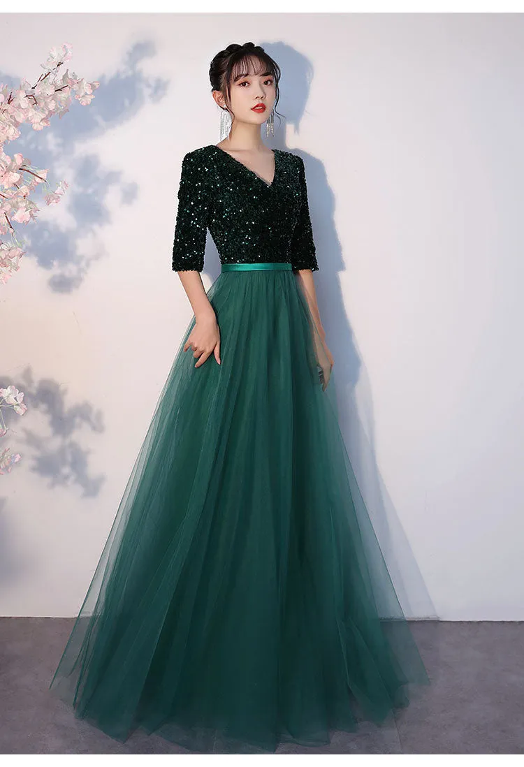 Chorus Dress Women's 2024 New Sequined Elegant Graceful Dress Women's Banquet Host Long Chorus Dress