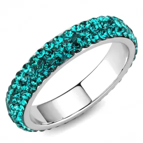 CJ3538 Wholesale Women's Stainless Steel Top Grade Crystal Blue Zircon Infinite Sparkle Ring