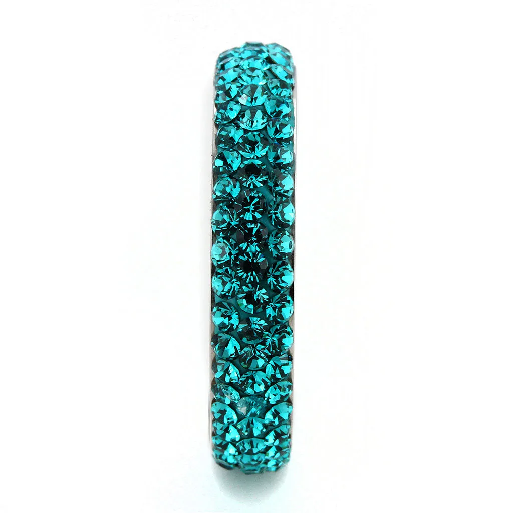 CJ3538 Wholesale Women's Stainless Steel Top Grade Crystal Blue Zircon Infinite Sparkle Ring