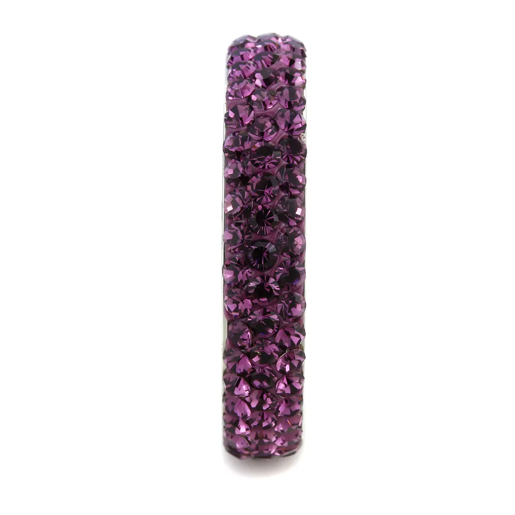 CJ3541 Wholesale Women's Stainless Steel Top Grade Crystal Amethyst Infinite Sparkle Ring