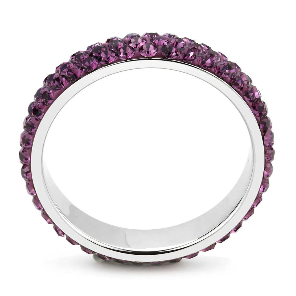 CJ3541 Wholesale Women's Stainless Steel Top Grade Crystal Amethyst Infinite Sparkle Ring