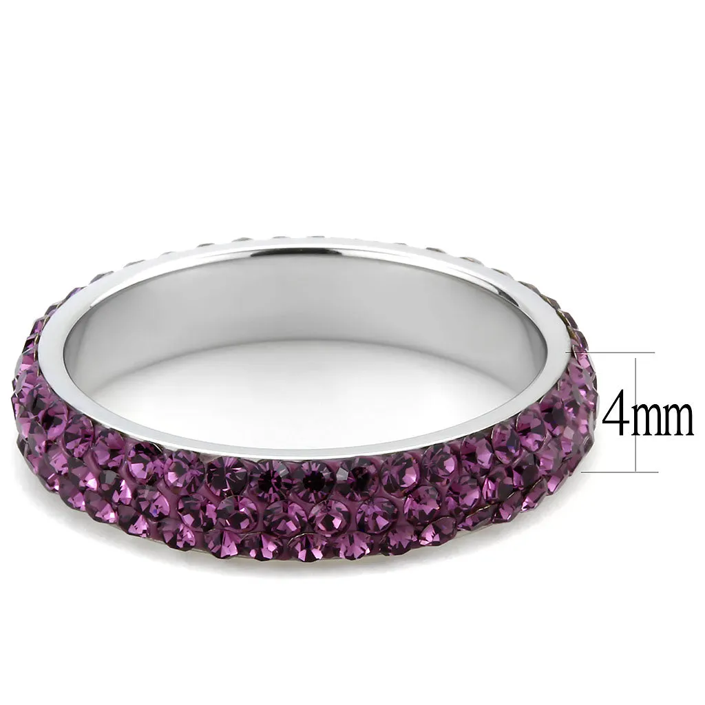 CJ3541 Wholesale Women's Stainless Steel Top Grade Crystal Amethyst Infinite Sparkle Ring