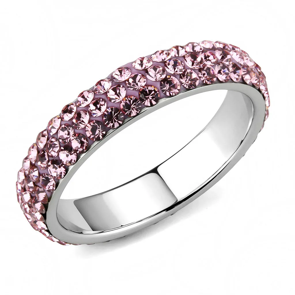 CJ3543 Wholesale Women's Stainless Steel Top Grade Crystal Light Rose Infinite Sparkle Ring