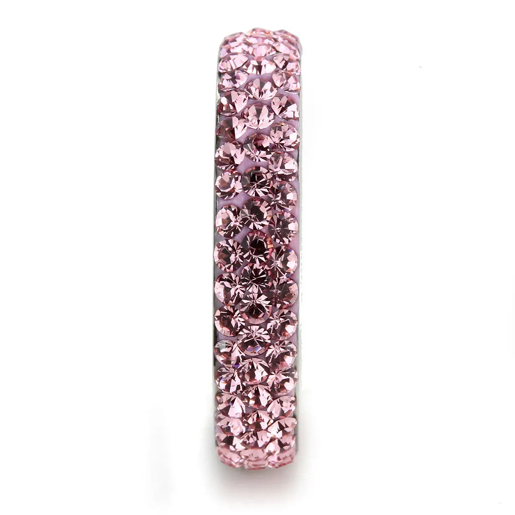 CJ3543 Wholesale Women's Stainless Steel Top Grade Crystal Light Rose Infinite Sparkle Ring