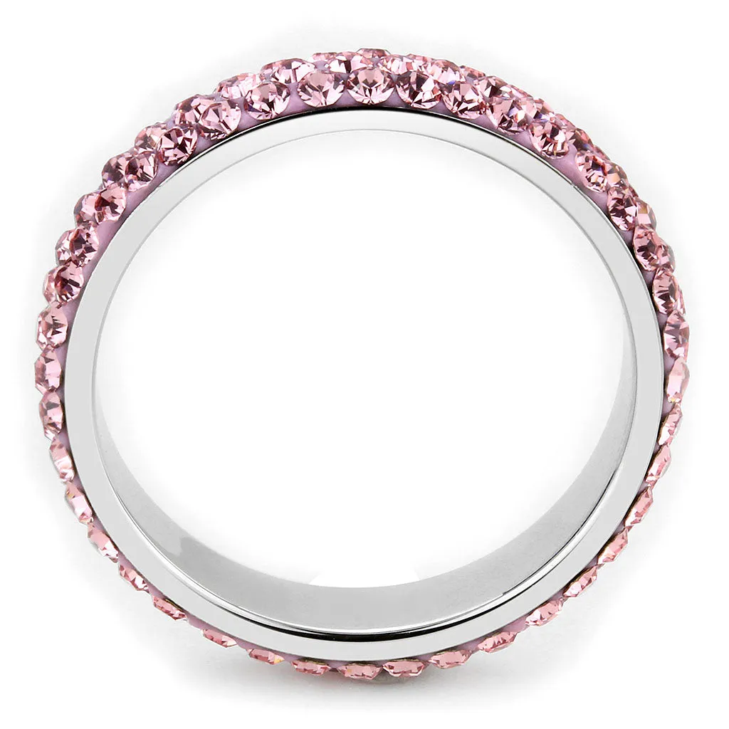 CJ3543 Wholesale Women's Stainless Steel Top Grade Crystal Light Rose Infinite Sparkle Ring