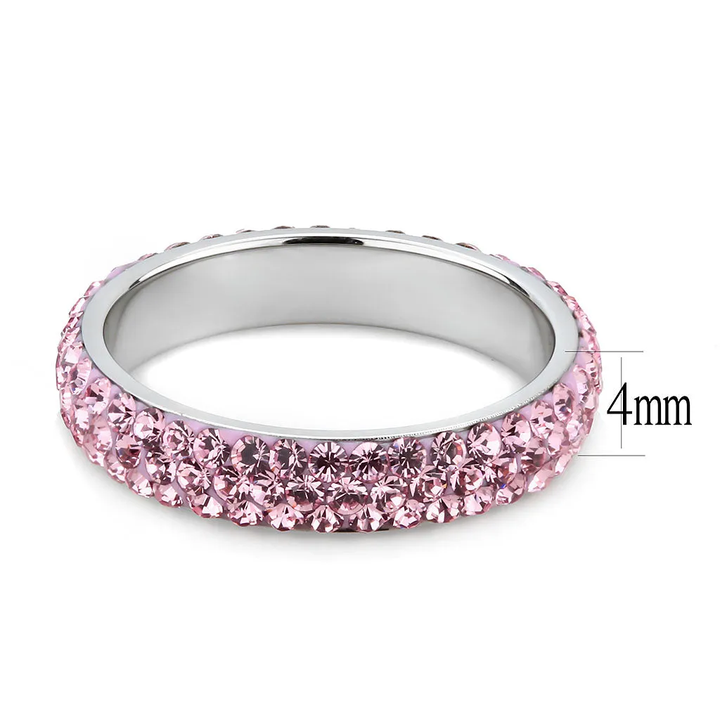 CJ3543 Wholesale Women's Stainless Steel Top Grade Crystal Light Rose Infinite Sparkle Ring