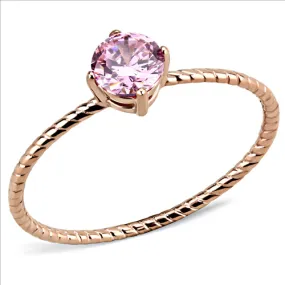 CJE3558 Wholesale Women's Stainless Steel IP Rose Gold AAA Grade CZ Rose Minimal Ring
