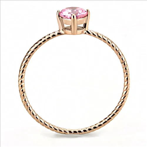 CJE3558 Wholesale Women's Stainless Steel IP Rose Gold AAA Grade CZ Rose Minimal Ring
