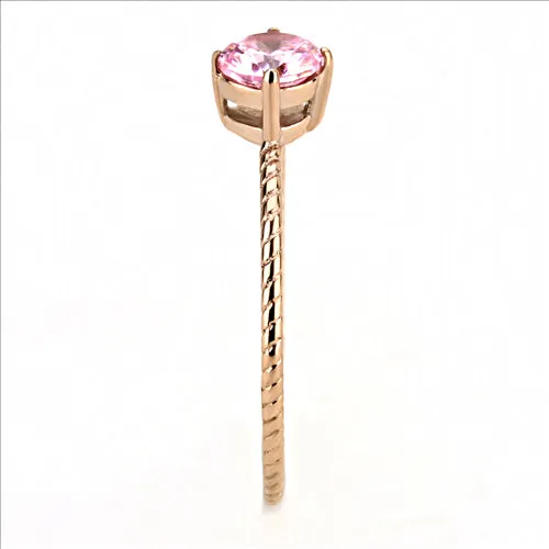 CJE3558 Wholesale Women's Stainless Steel IP Rose Gold AAA Grade CZ Rose Minimal Ring