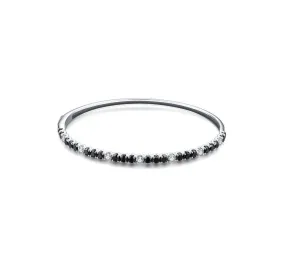 Classic Black and White Diamond Half Bangle