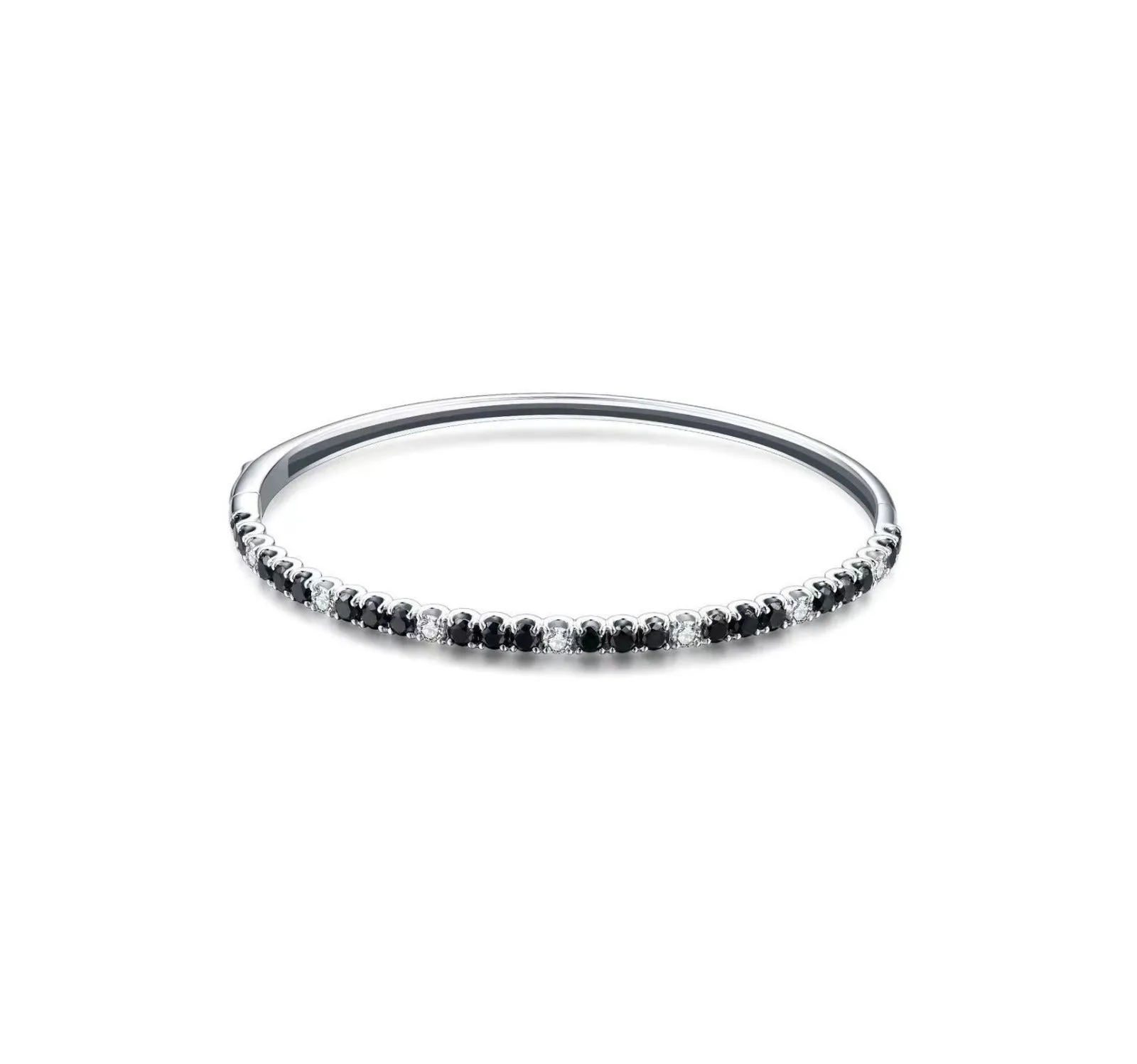 Classic Black and White Diamond Half Bangle