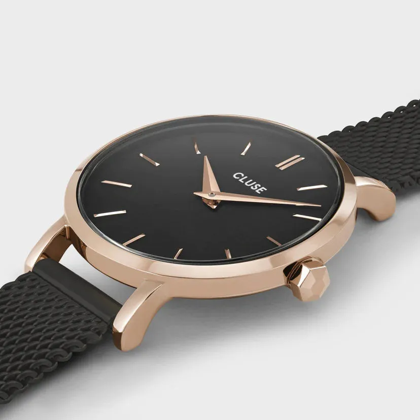 Cluse Boho Chic Petite Mesh Black Rose Gold