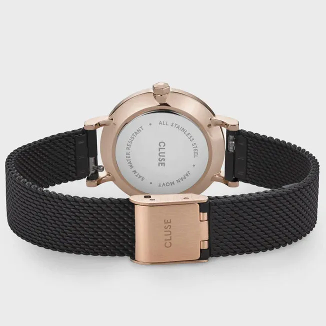 Cluse Boho Chic Petite Mesh Black Rose Gold