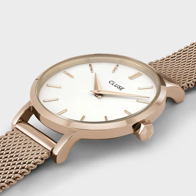 Cluse Boho Chic Petite Mesh White Rose Gold