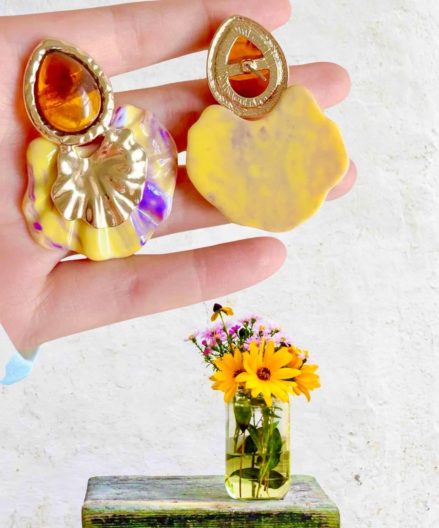 Colorful geometric drop earrings