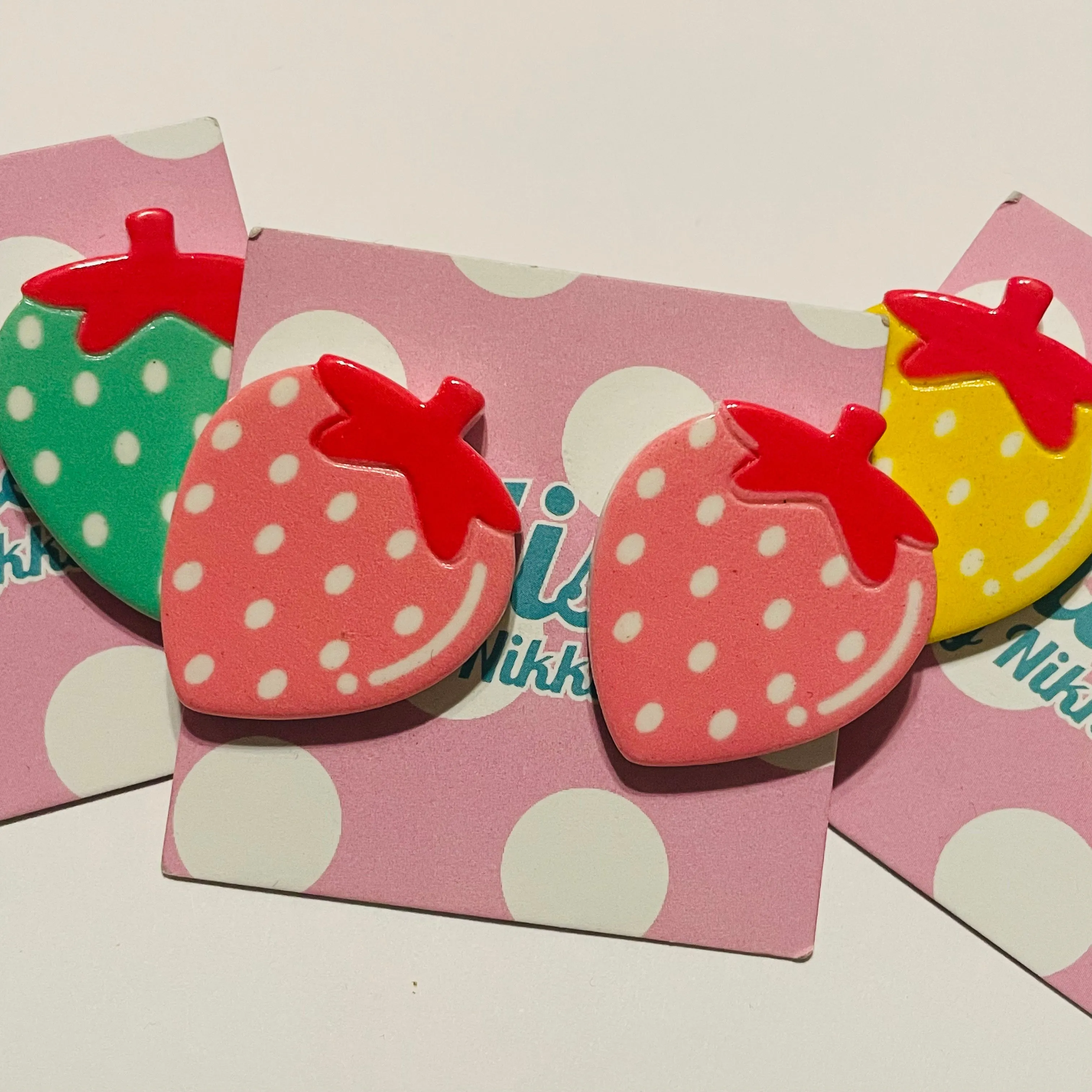 Colorful Strawberry Statement Stud Earrings