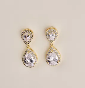 Crystal Bridesmaids Earrings Gold Drop Earrings Silver Wedding Jewelry Crystal Tea drop Earrings Gold Bridal Jewelry Bridesmaids earrings