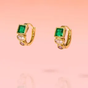Dainty Huggie Hoop Vintage Green