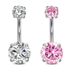 D.Bella 14g Belly Button Rings Surgical Steel CZ Petite Navel Ring for Women Girls