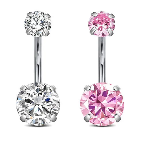 D.Bella 14g Belly Button Rings Surgical Steel CZ Petite Navel Ring for Women Girls