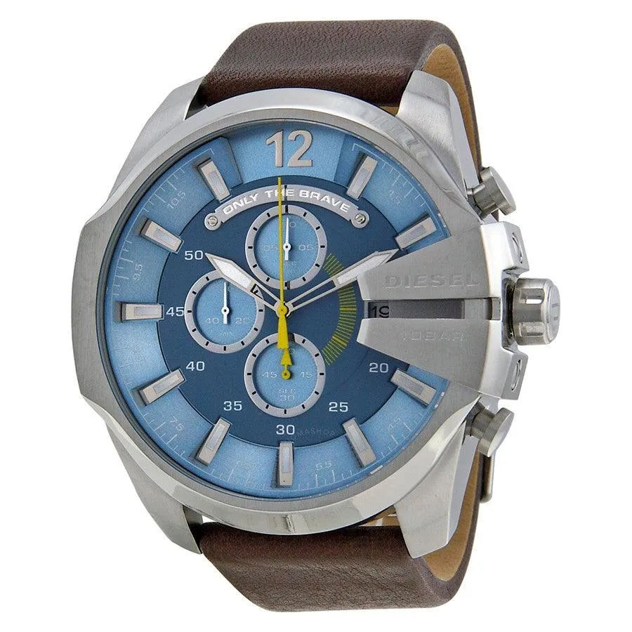 Diesel Chief Chronograph Light Blue Dial Brown Leather Men's Watch DZ4281