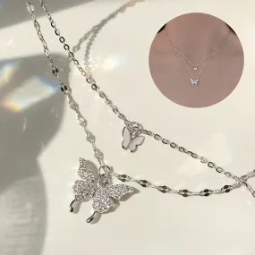 Elegant Silver Shiny Butterfly Necklaces