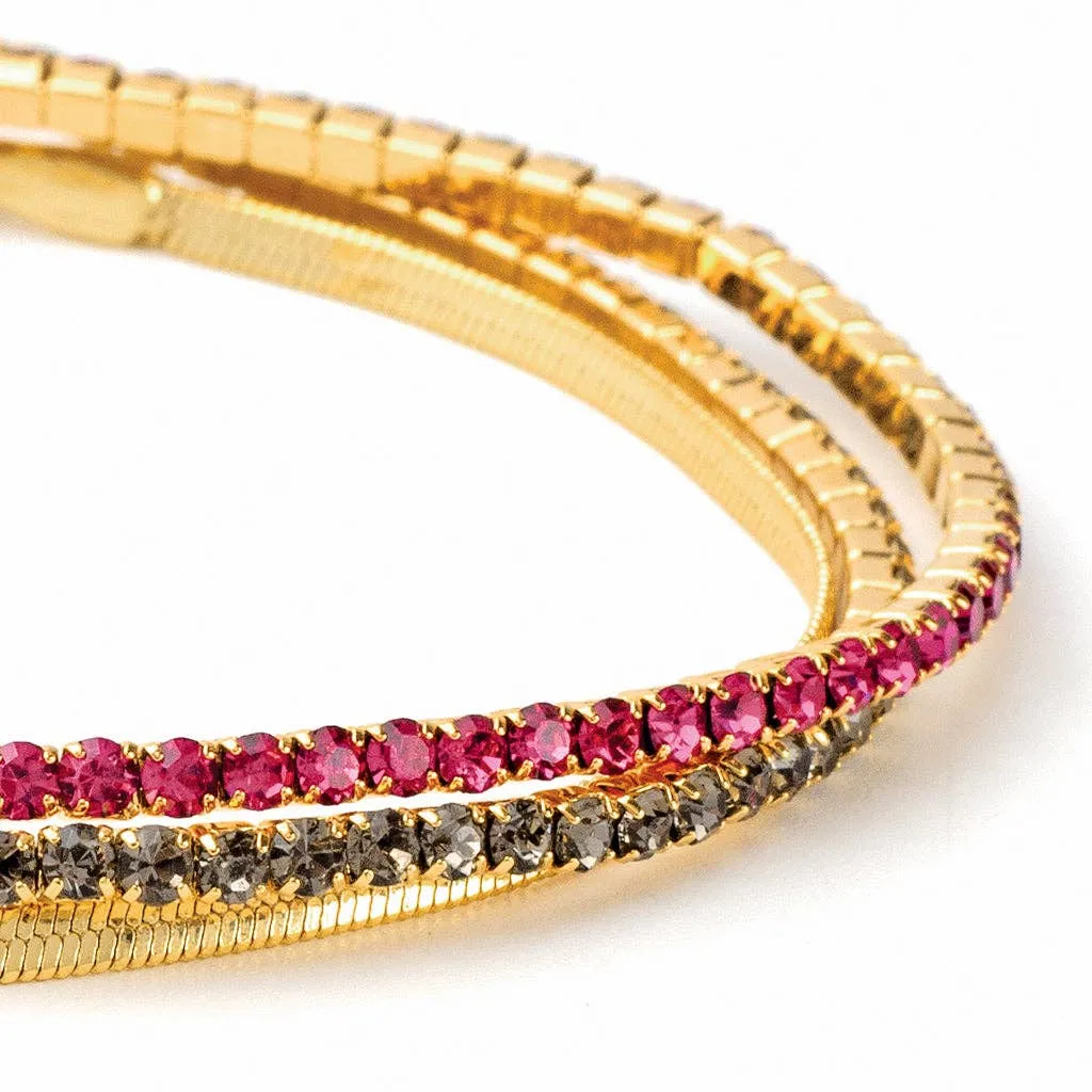 Fuchsia/Gold Sparkle & Shine Rhinestone Bracelet Trio