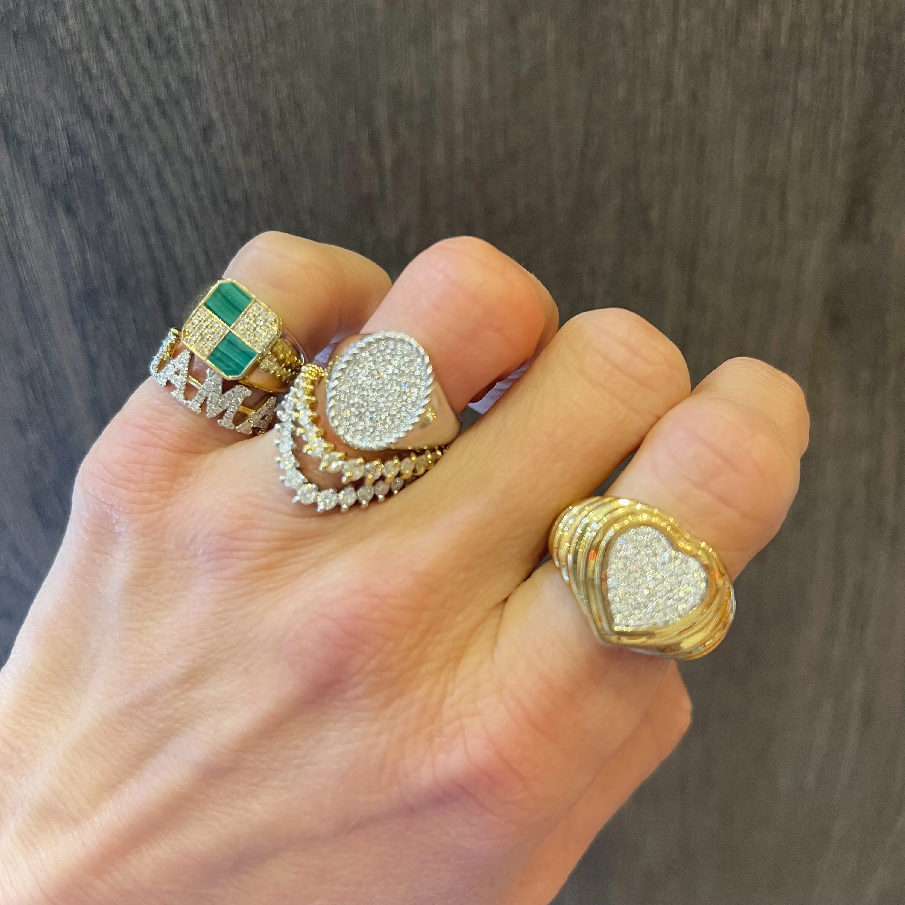 Full of Diamonds Fluted Gold Heart Ring