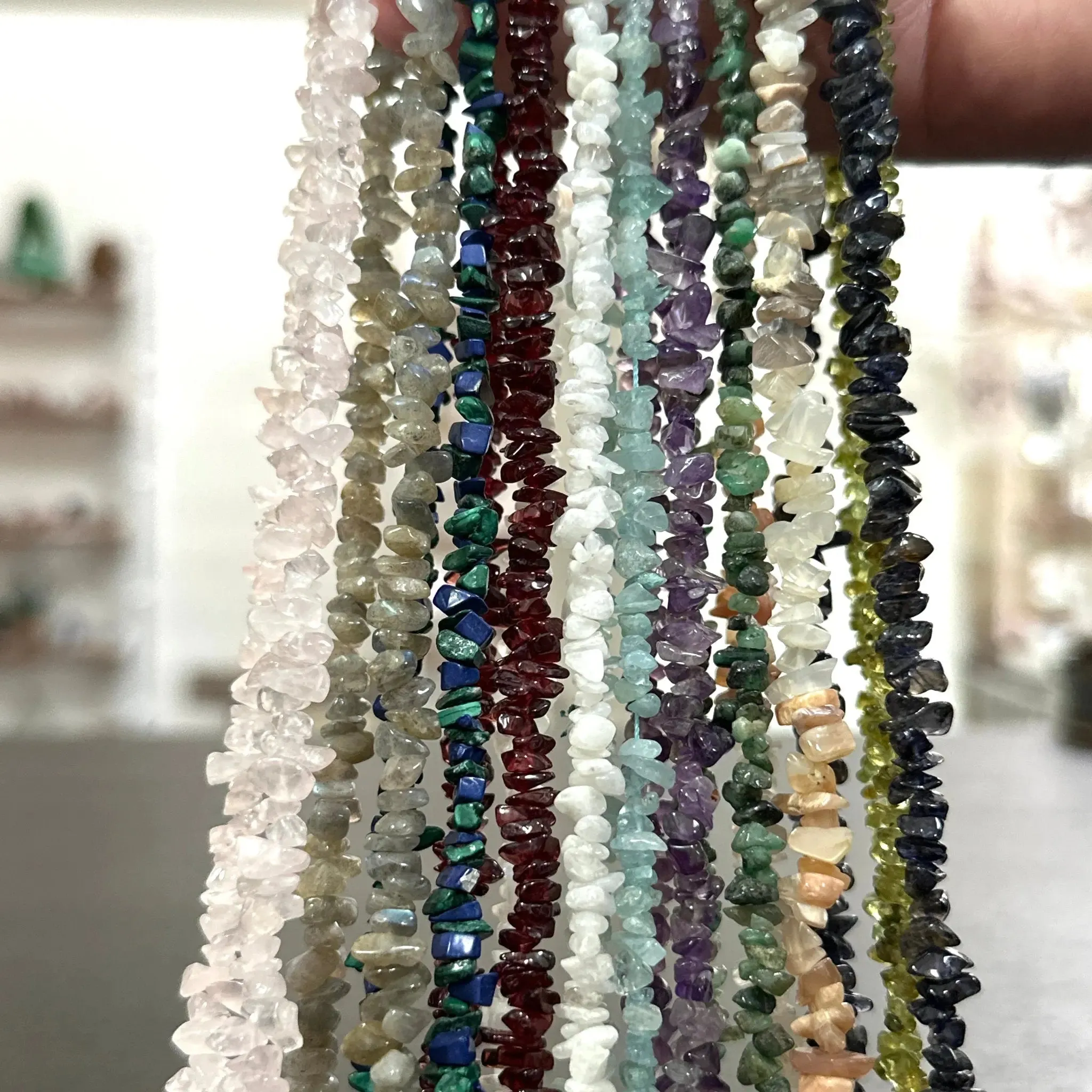 Gemstone Chip Necklaces 33 nch