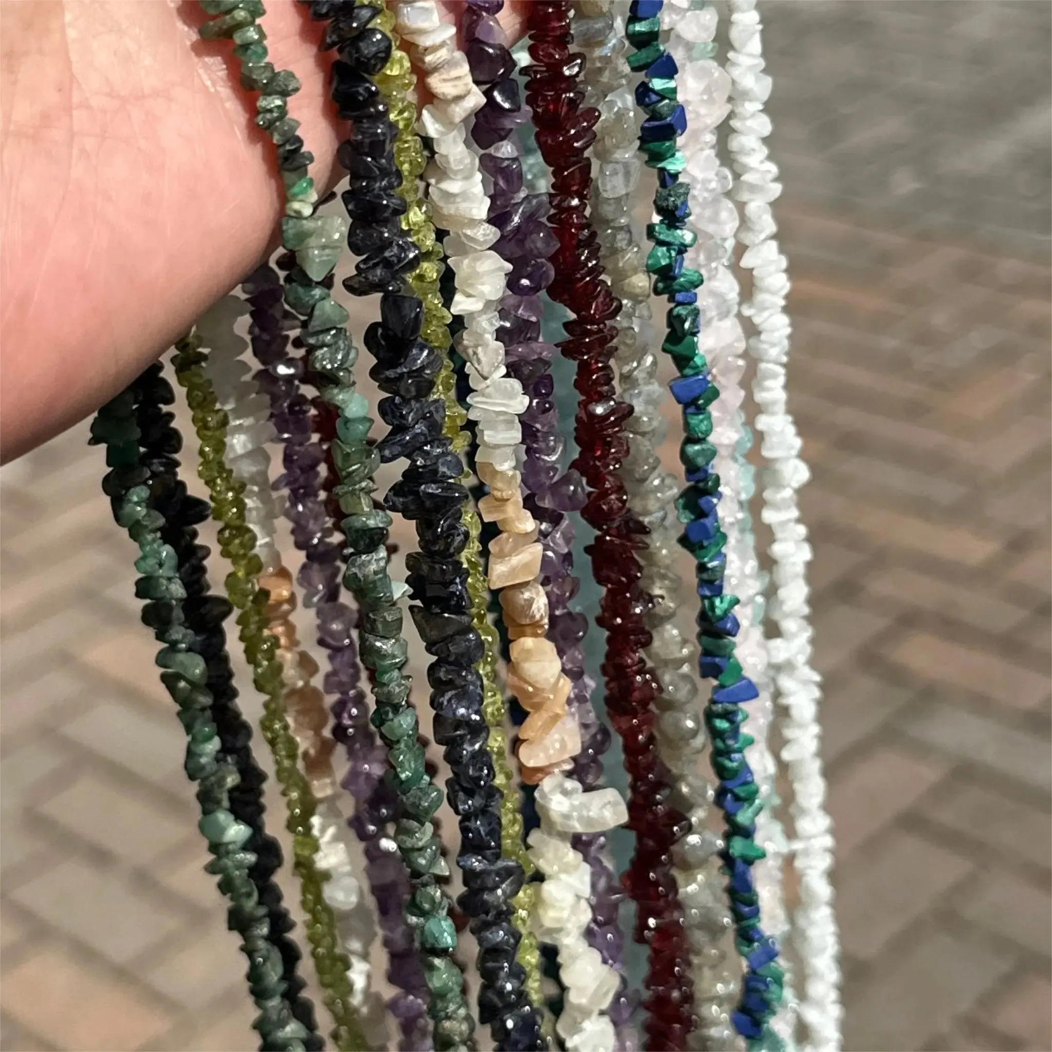 Gemstone Chip Necklaces 33 nch