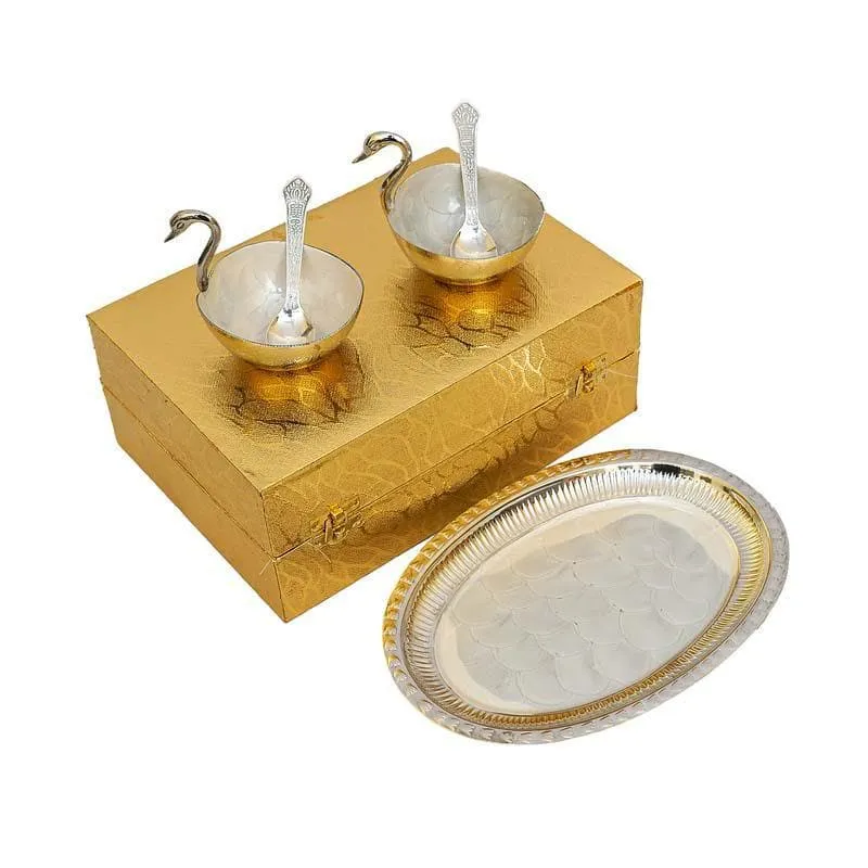 Gleaming Golden Bowl & Tray - Silver