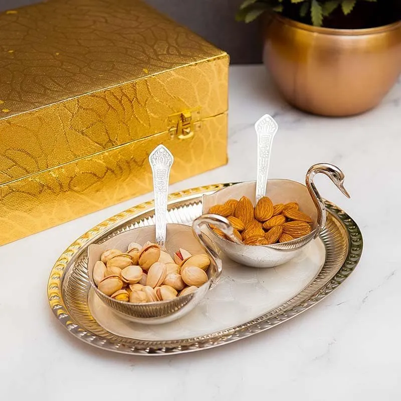 Gleaming Golden Bowl & Tray - Silver