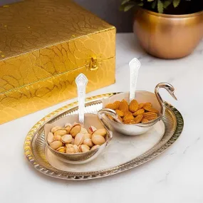 Gleaming Golden Bowl & Tray - Silver