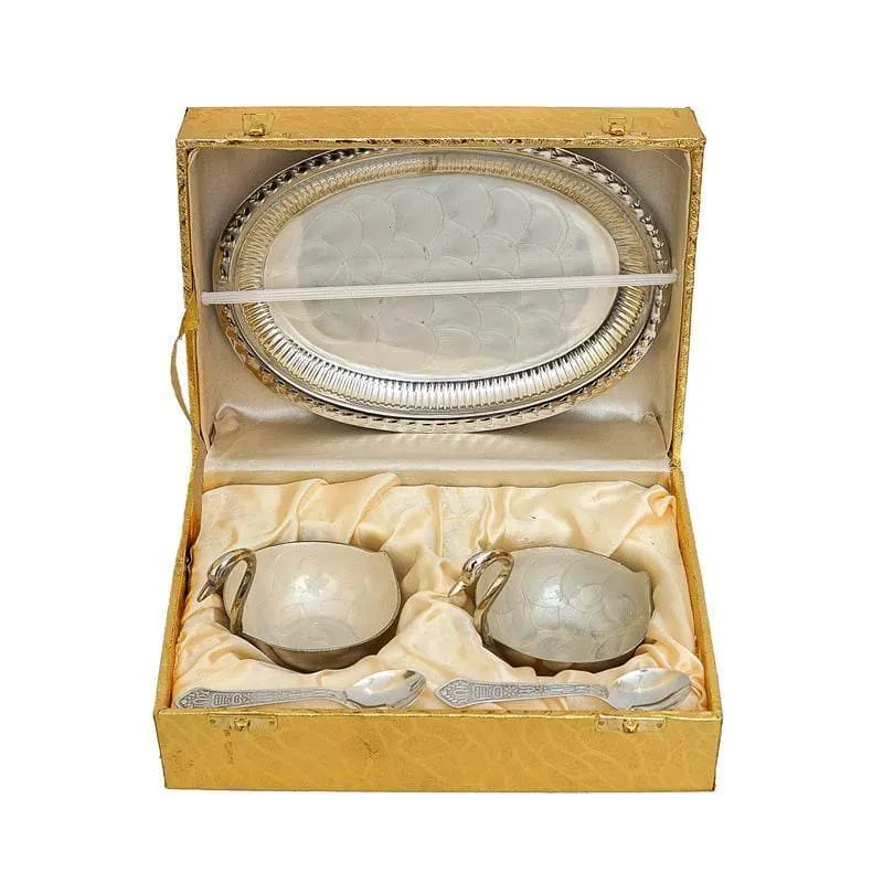 Gleaming Golden Bowl & Tray - Silver