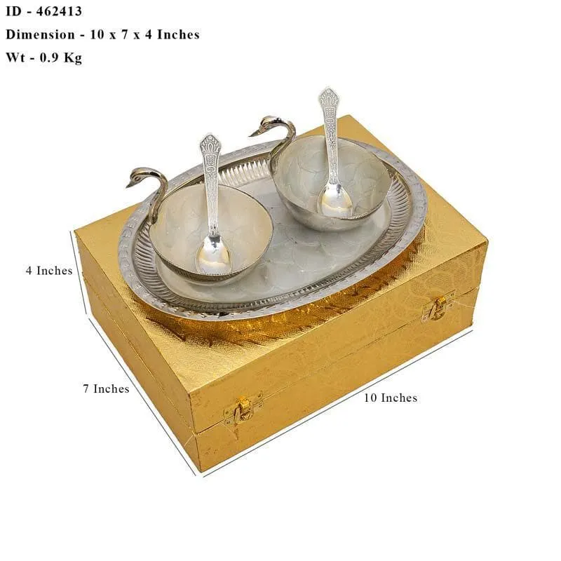 Gleaming Golden Bowl & Tray - Silver