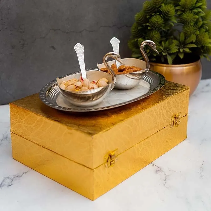 Gleaming Golden Bowl & Tray - Silver