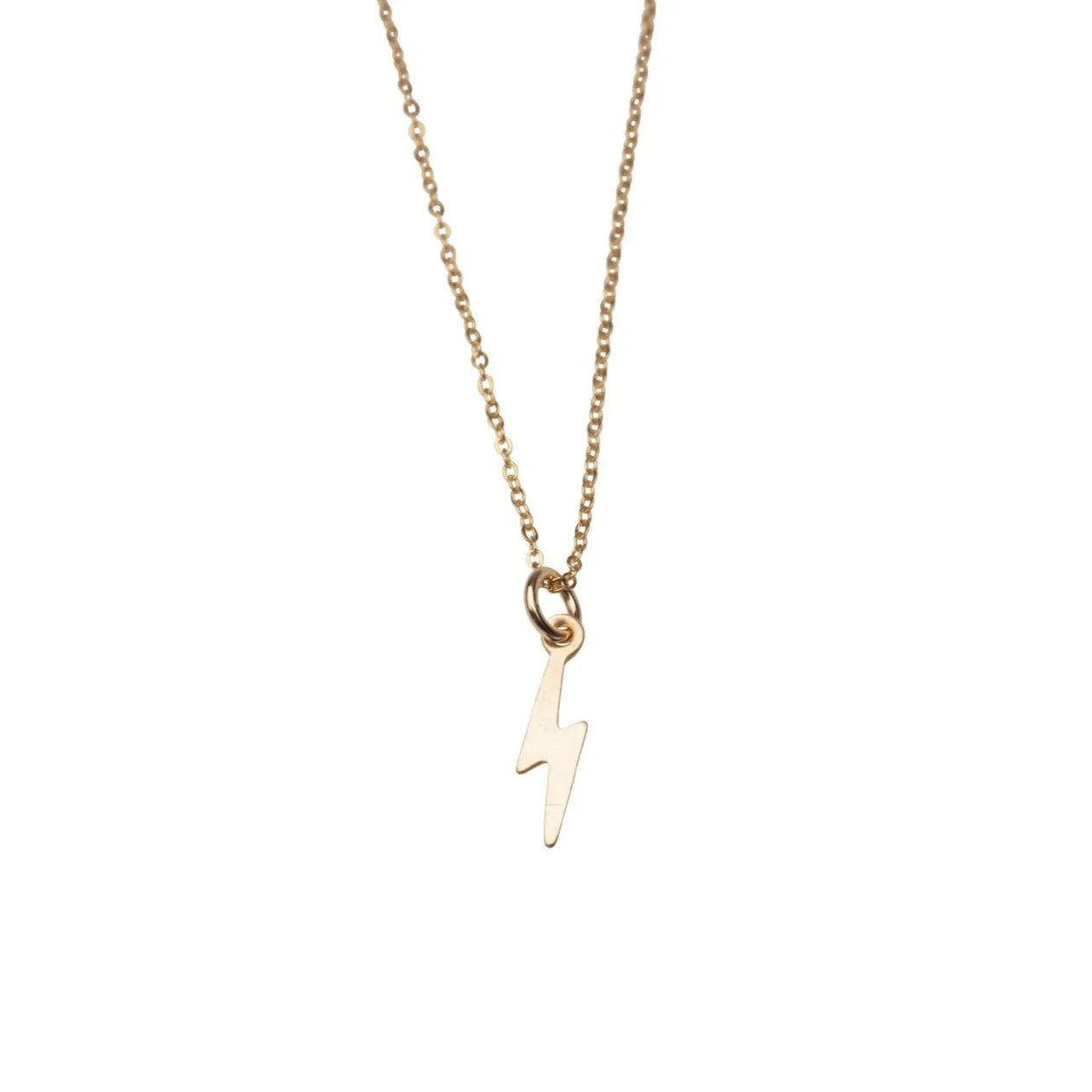 Gold Filled Tiny Lightning Bolt Charm Necklace