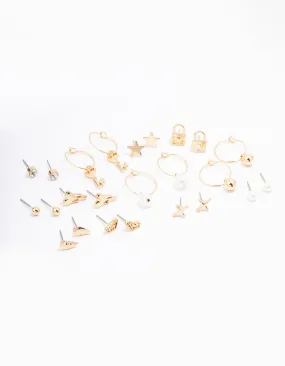 Gold Pearl Drip Heart Earring 12-Pack