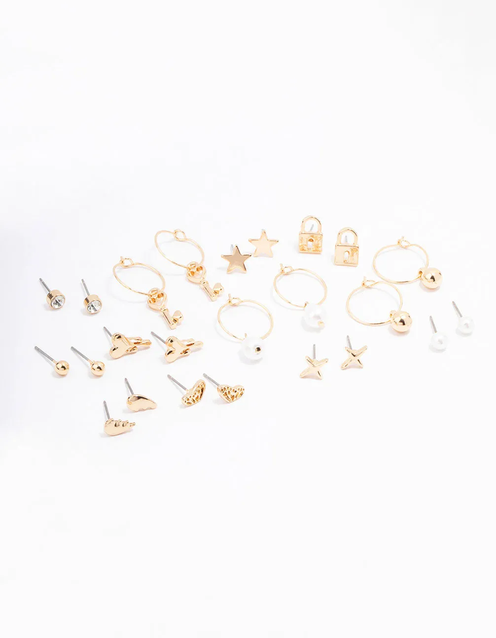 Gold Pearl Drip Heart Earring 12-Pack