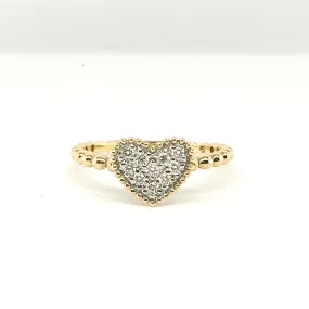 Golden Classic Heart Paved Diamond Ring 14kt
