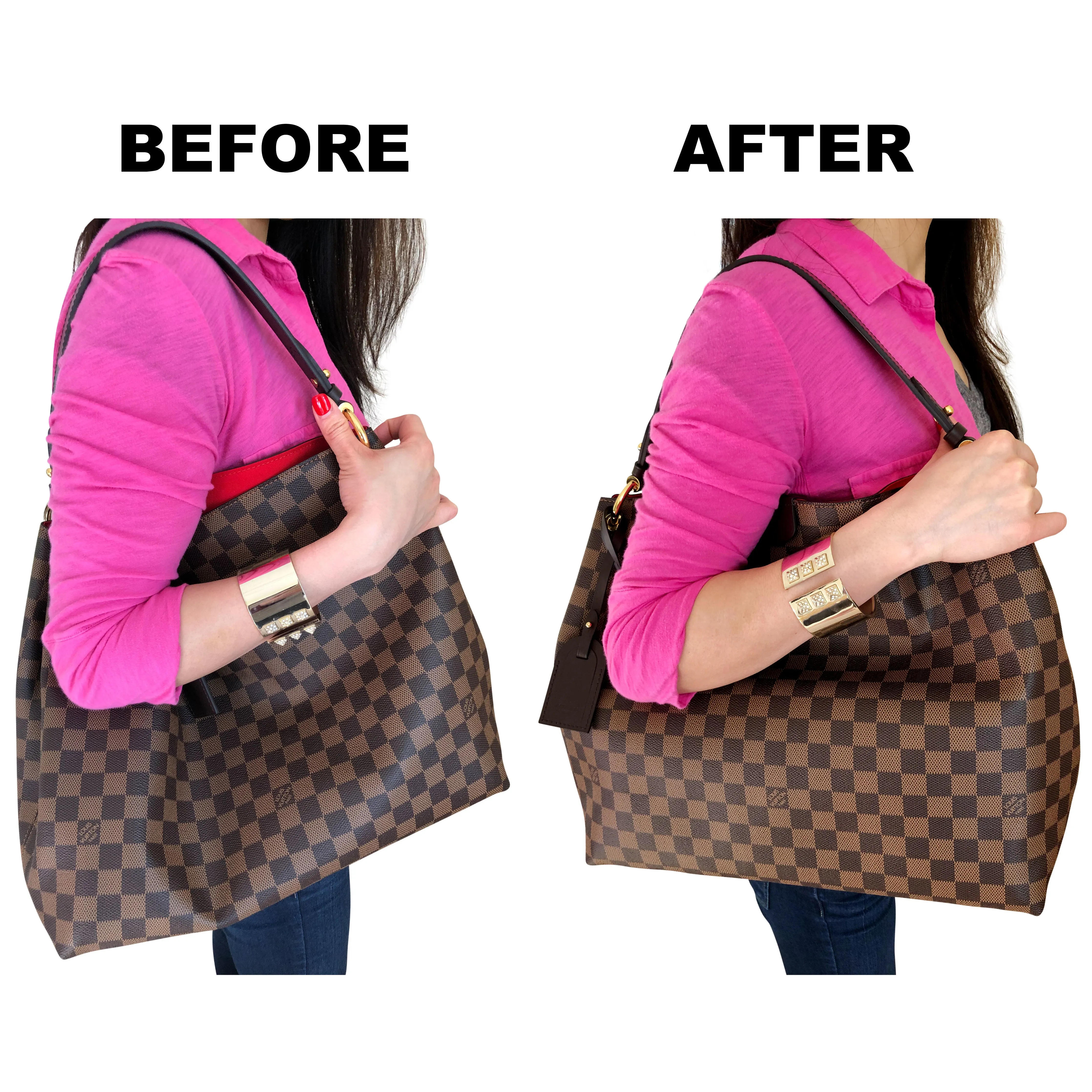 Graceful PM LV Purse Organizer Insert, 3mm Felt, Cherry Red Shaper/Liner/Protector, Only @AlgorithmBags® for Louis Vuitton
