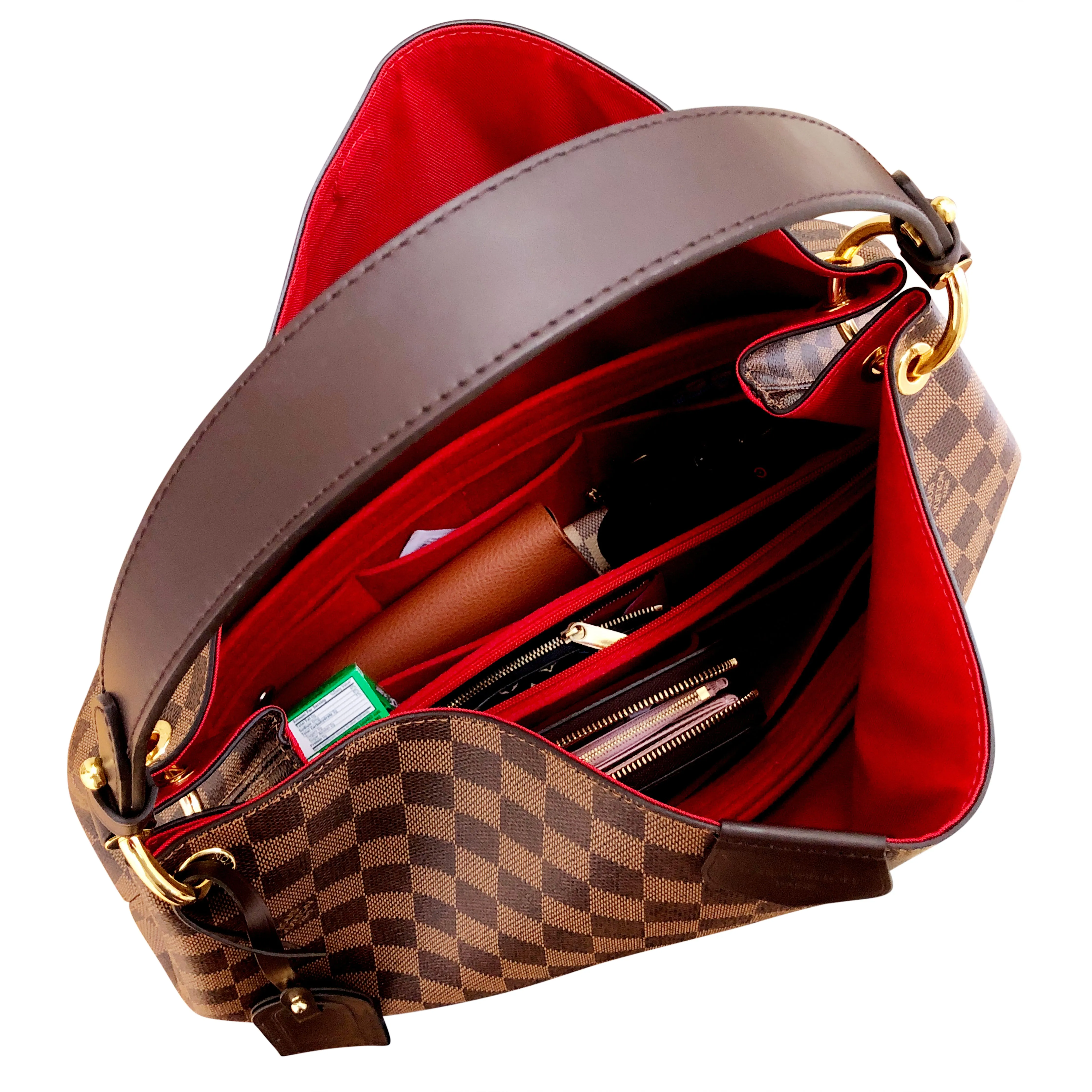 Graceful PM LV Purse Organizer Insert, 3mm Felt, Cherry Red Shaper/Liner/Protector, Only @AlgorithmBags® for Louis Vuitton