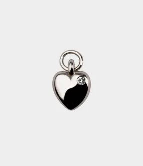 Heart Charm / 18 Carat White Gold / Diamond