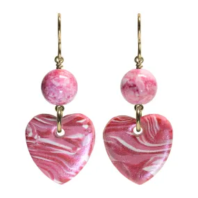 Heart Charm Earrings / 48mm length / gold filled earwires