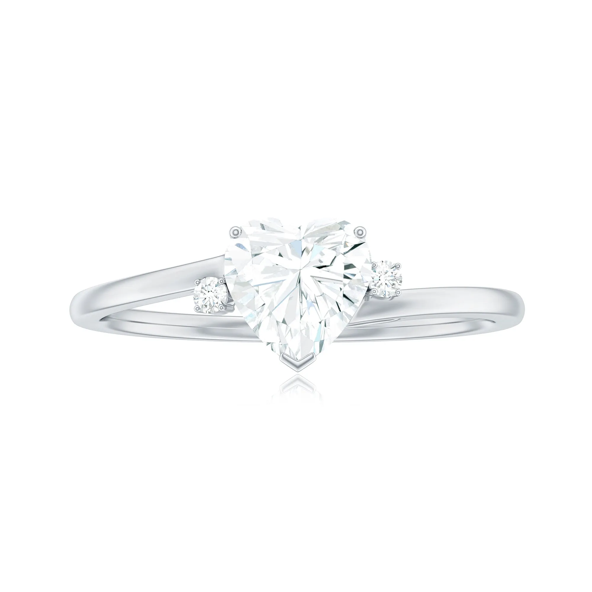 Heart Moissanite Minimal Solitaire Promise Ring in Prong Setting