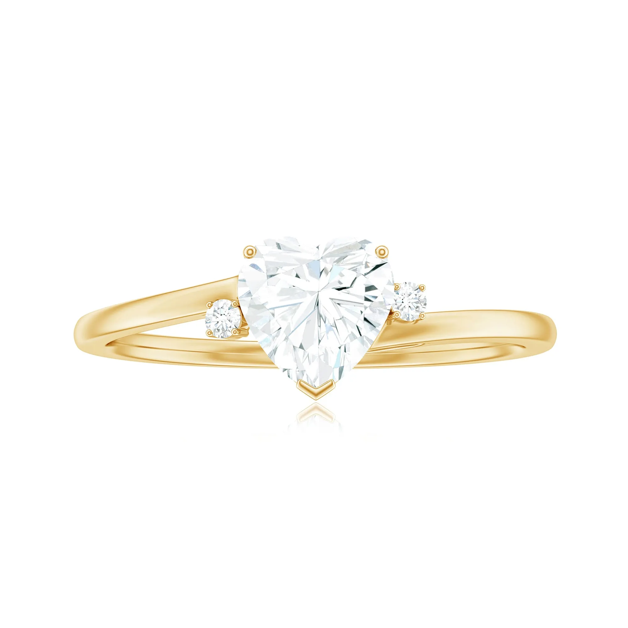 Heart Moissanite Minimal Solitaire Promise Ring in Prong Setting