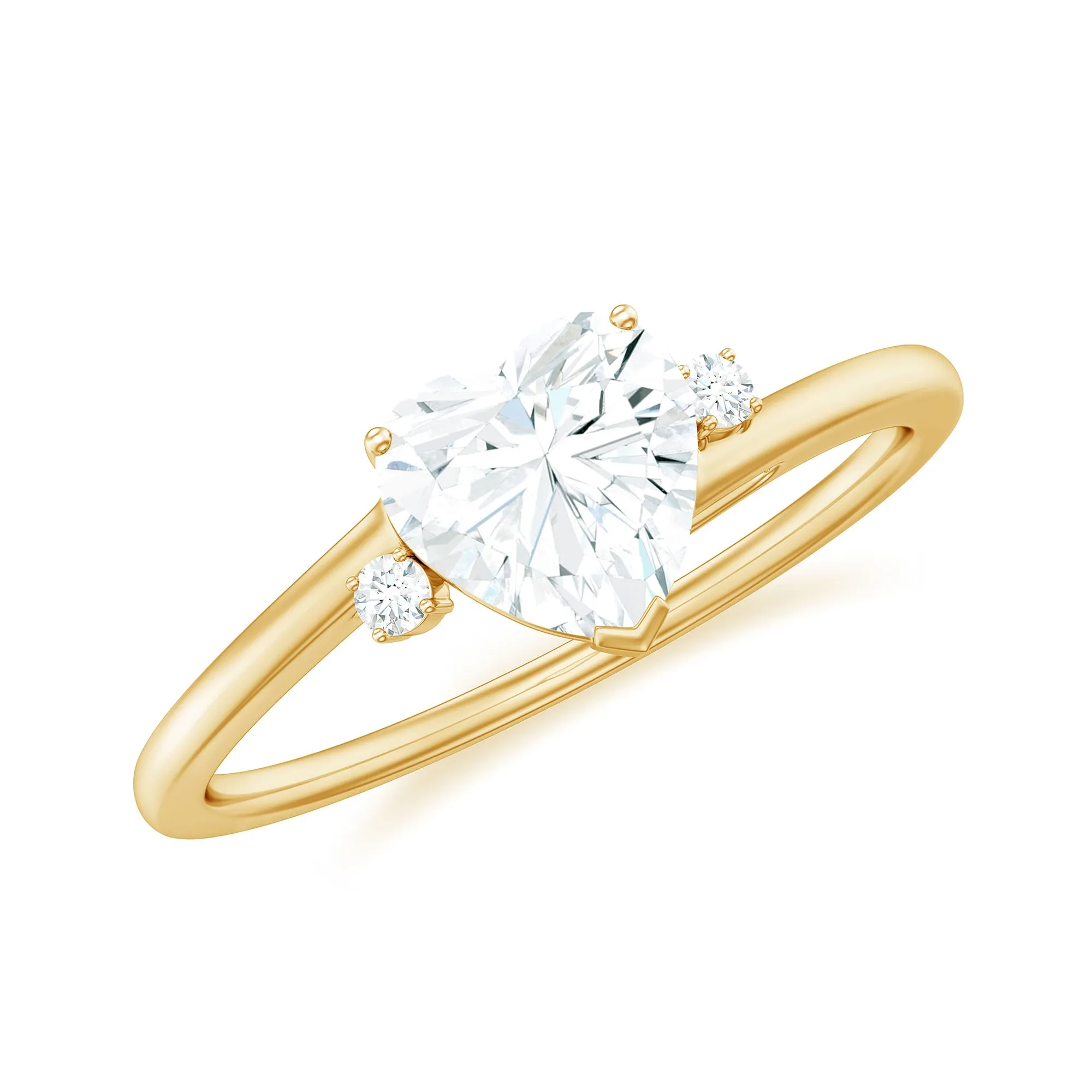 Heart Moissanite Minimal Solitaire Promise Ring in Prong Setting