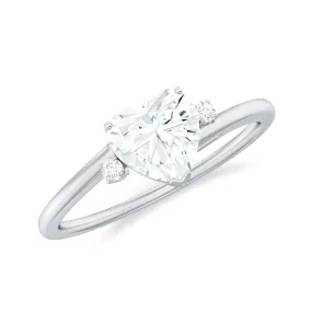 Heart Moissanite Minimal Solitaire Promise Ring in Prong Setting