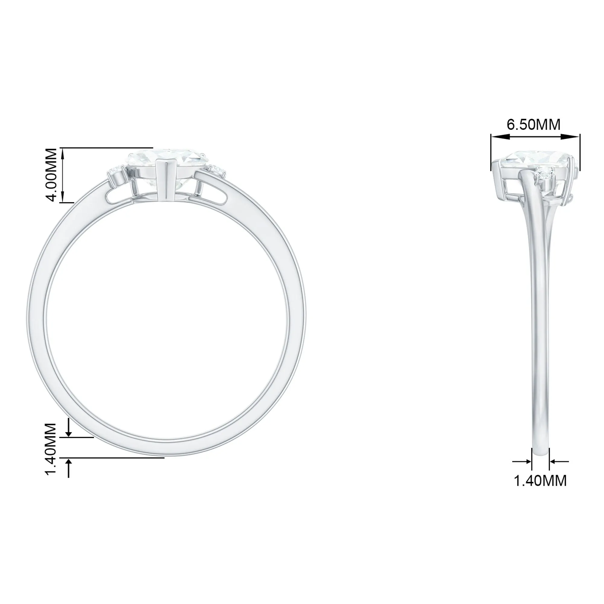 Heart Moissanite Minimal Solitaire Promise Ring in Prong Setting