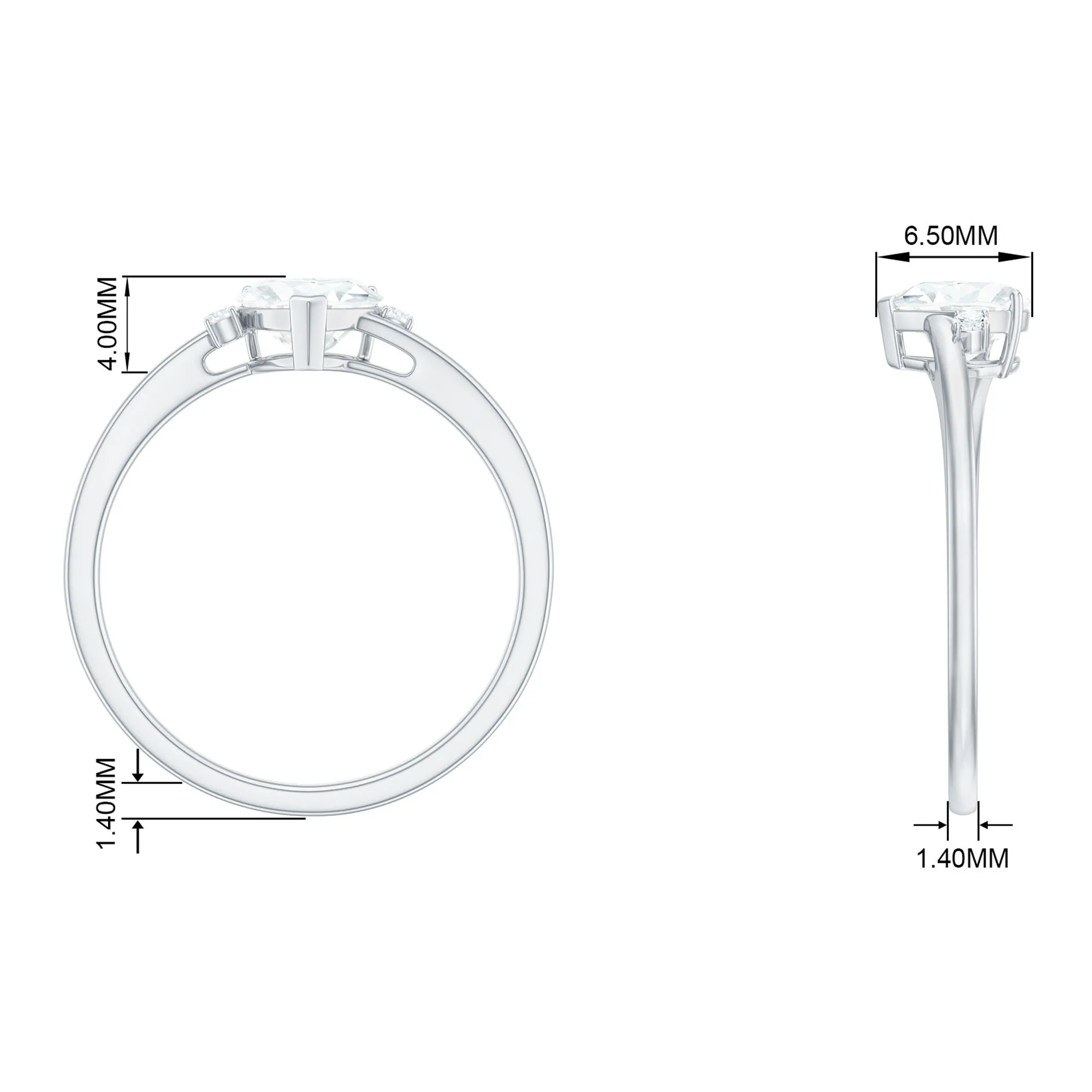 Heart Moissanite Minimal Solitaire Promise Ring in Prong Setting